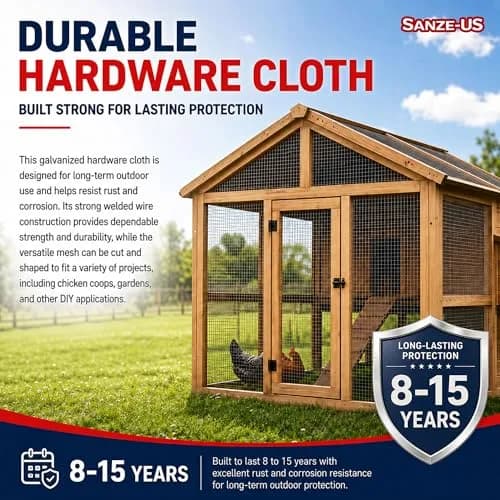 SANZEUS Hardware Cloth 1/4 Inch 24in x 50ft | Durable Galvanized Steel Mesh for Garden & Animal Protection thumbnail 7