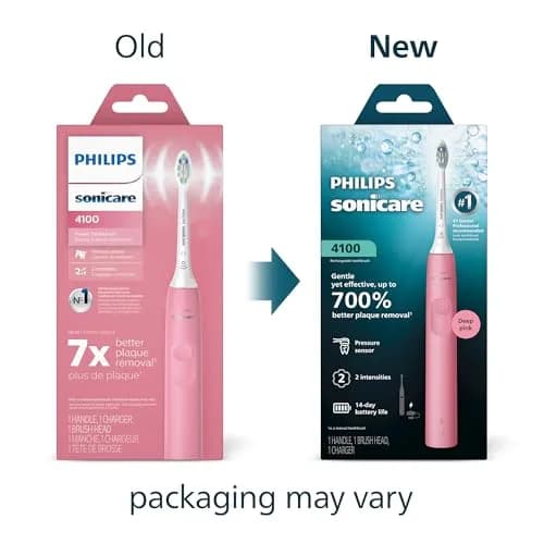 Philips Sonicare 4100 Rechargeable Electric Toothbrush, Deep Pink | Removes 7x More Plaque thumbnail 2
