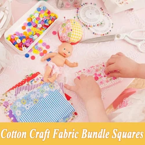 Ysanciuu 150 Pcs Cotton Craft Fabric Bundle Squares | Multicolored 4x4 Inch Pre-Cut Quilt Squares thumbnail 5