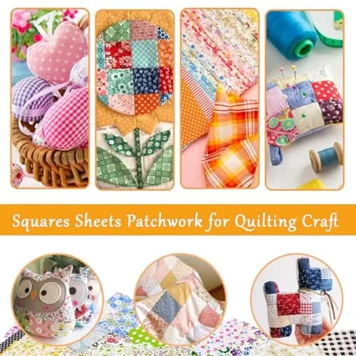 Ysanciuu 150 Pcs Cotton Craft Fabric Bundle Squares | Multicolored 4x4 Inch Pre-Cut Quilt Squares thumbnail 7