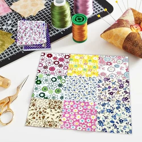 Ysanciuu 150 Pcs Cotton Craft Fabric Bundle Squares | Multicolored 4x4 Inch Pre-Cut Quilt Squares thumbnail 4