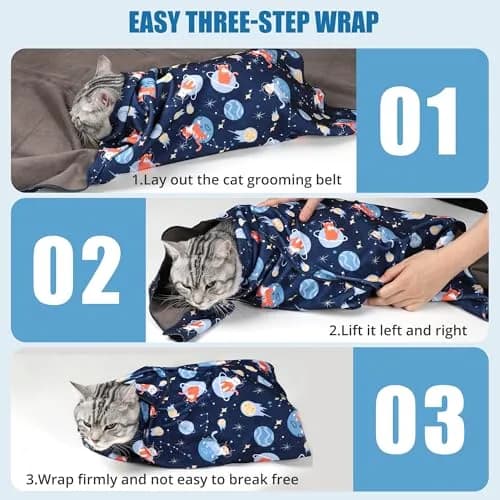 ZINGTERRA Cat Grooming Wrap,Anti-Escape Cat Wrap for Grooming,Self-Adherent Soft Cat Blanket to Wrap,Anti-Bite,Clip Nails,Anti-Scratch,Cat Calming Wrap,Cat Burrito Wrap,Swaddle Wrap Pet Tool | Comfortable, Versatile & Reusable thumbnail 4