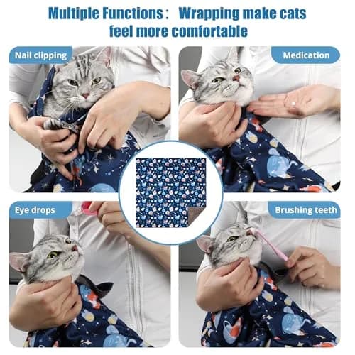 ZINGTERRA Cat Grooming Wrap,Anti-Escape Cat Wrap for Grooming,Self-Adherent Soft Cat Blanket to Wrap,Anti-Bite,Clip Nails,Anti-Scratch,Cat Calming Wrap,Cat Burrito Wrap,Swaddle Wrap Pet Tool | Comfortable, Versatile & Reusable thumbnail 6