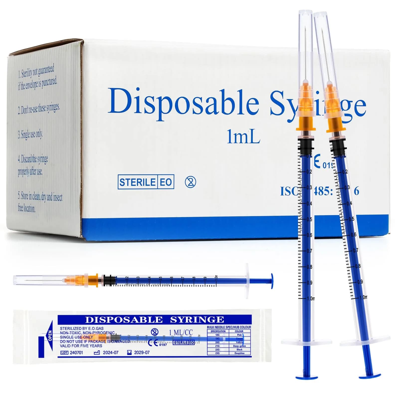 Maydeyy 1ml/cc Syringe 25G 1inch Disposable Pack of 100 | Precise Industrial Lab Tool