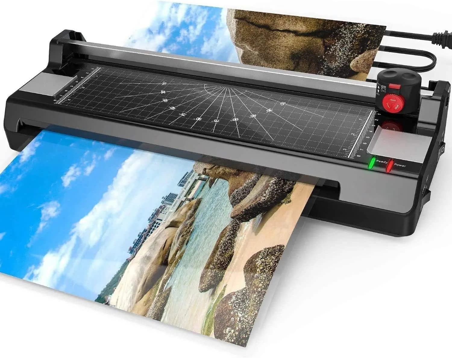 Eficentline YE381 A3/A4/A6 Laminator Machine 330mm (13 Inch) with 50 Pouches, Trimmer & Rounder | Thermal & Cold Lamination — Black