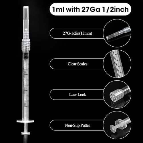 Maydeyy 1ml Syringe with 27Ga 1/2inch | Leak-proof, Sterile, Easy to Use thumbnail 2