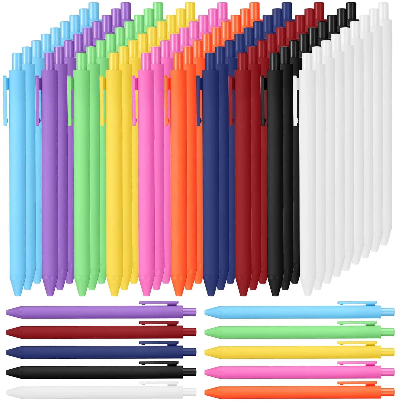Teling 100 Pcs Inspirational Pens Bulk, Classic Colors, Classic Style | Smooth Writing, Bulk Pack — Classic Colors / Blank Style