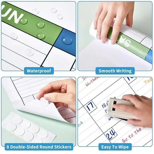 BooQool Large Undated Dry Erase Calendar 40" x 28" | Reusable Laminated Wall Planner thumbnail 6