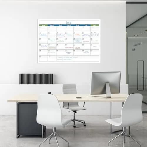 BooQool Large Undated Dry Erase Calendar 40" x 28" | Reusable Laminated Wall Planner thumbnail 7