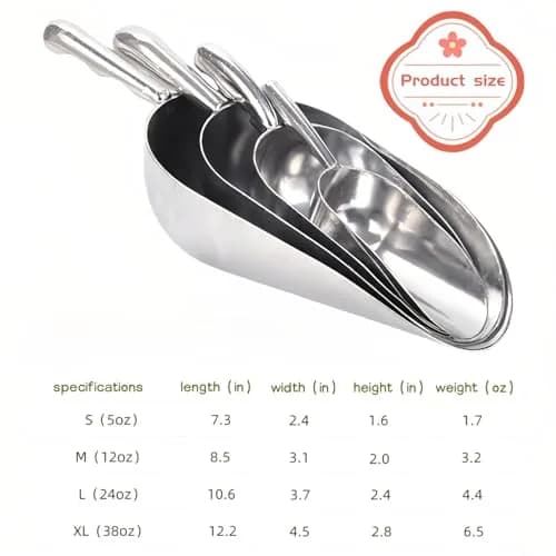 RyanDesign Heavy-Duty Cast Aluminum Kitchen Scoop 73.7cm (29in) | Commercial Grade Rust-Proof S-Handle for Ice, Candy, Flour, Pet Food thumbnail 5