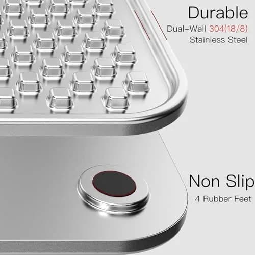 Feedoo Double Wall Stainless Steel Lick Mat for Dogs & Cats - Chew Proof, Non-Slip Base, Slow Feeder Pad (24.5 cm x 24.5 cm x 1 cm) thumbnail 2
