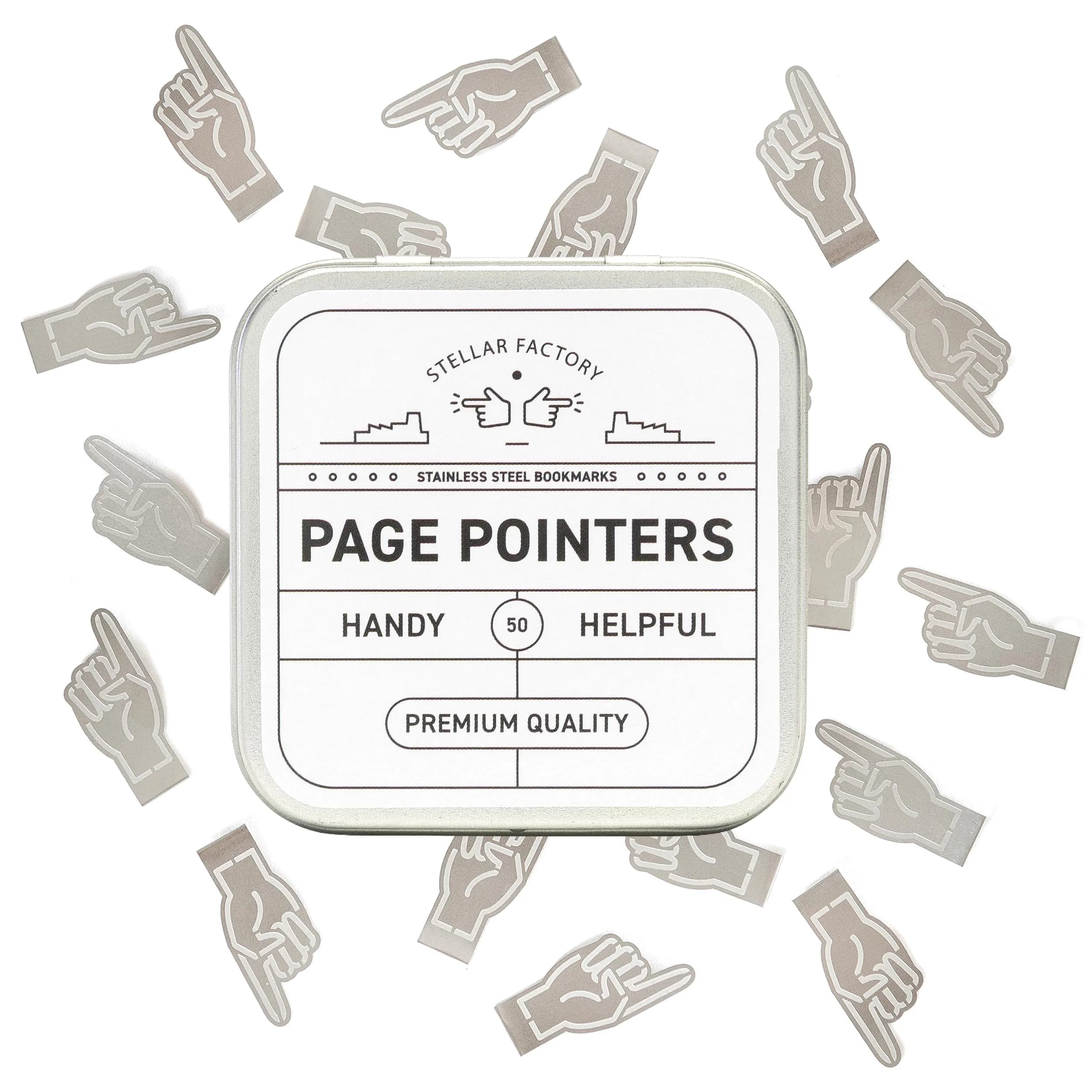 Stellar Factory Book Darts Page Pointer 1.2" x 0.5" (50-Count Tin) | Marks Exact Lines - main product image