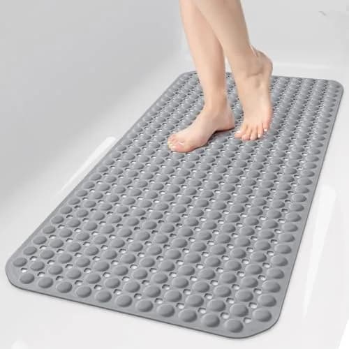 OTHWAY Grey Bathtub Shower Mat Non Slip | 91cm x 41cm (35"x16") with 198 Suction Cups thumbnail 1