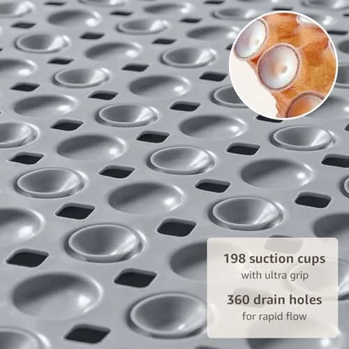 OTHWAY Grey Bathtub Shower Mat Non Slip | 91cm x 41cm (35"x16") with 198 Suction Cups thumbnail 3