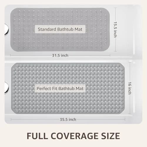 OTHWAY Grey Bathtub Shower Mat Non Slip | 91cm x 41cm (35"x16") with 198 Suction Cups thumbnail 4