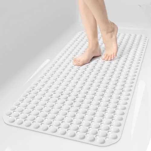 OTHWAY Bath Tub Shower Mat Non Slip 35x16 Inch White | 198 Suction Cups, Rapid Drain, Machine Washable thumbnail 1