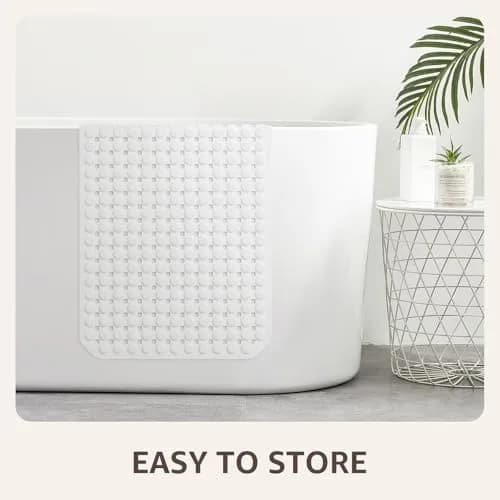 OTHWAY Bath Tub Shower Mat Non Slip 35x16 Inch White | 198 Suction Cups, Rapid Drain, Machine Washable thumbnail 7