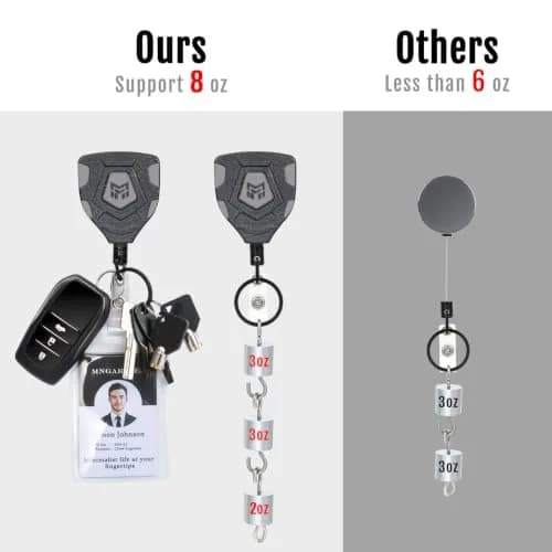 MNGARISTA Heavy Duty Retractable Badge Reel Keychain 31.5'' Steel Cord (4-Pack, Carbon Black) thumbnail 4