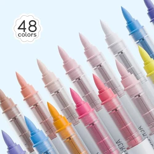 languo 48 Colors Acrylic Paint Markers, Brush Tip, Direct Liquid Ink | Water-Based, Waterproof, 1-5mm Lines thumbnail 4