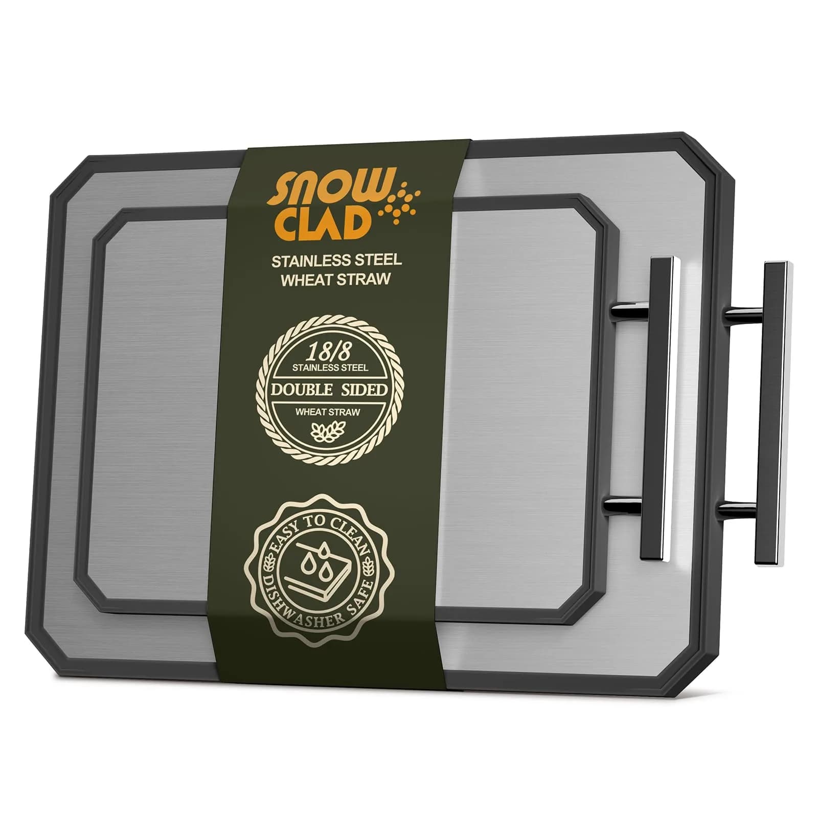 SNOWCLAD Stainless Steel Cutting Board Set of 2 | Durable, Hygienic & Easy to Clean (16x11+12x8.3 Inch) - main product image