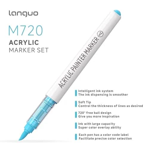 languo 36 Colors Acrylic Paint Markers, Brush Tip, Direct Liquid Ink | Water-Based, Fast-Drying, Waterproof, Ideal for Art & DIY thumbnail 2