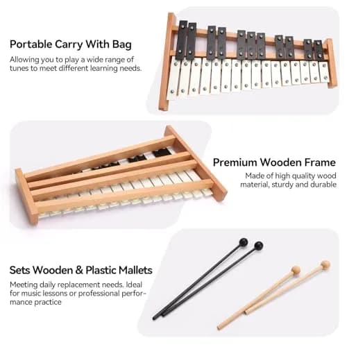 Heuyrao 27 Note Foldable Glockenspiel Xylophone | Bright Aluminum Tone & Compact Design for Beginners & Pros thumbnail 5