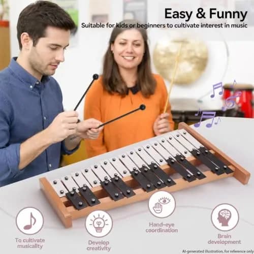 Heuyrao 27 Note Foldable Glockenspiel Xylophone | Bright Aluminum Tone & Compact Design for Beginners & Pros thumbnail 3