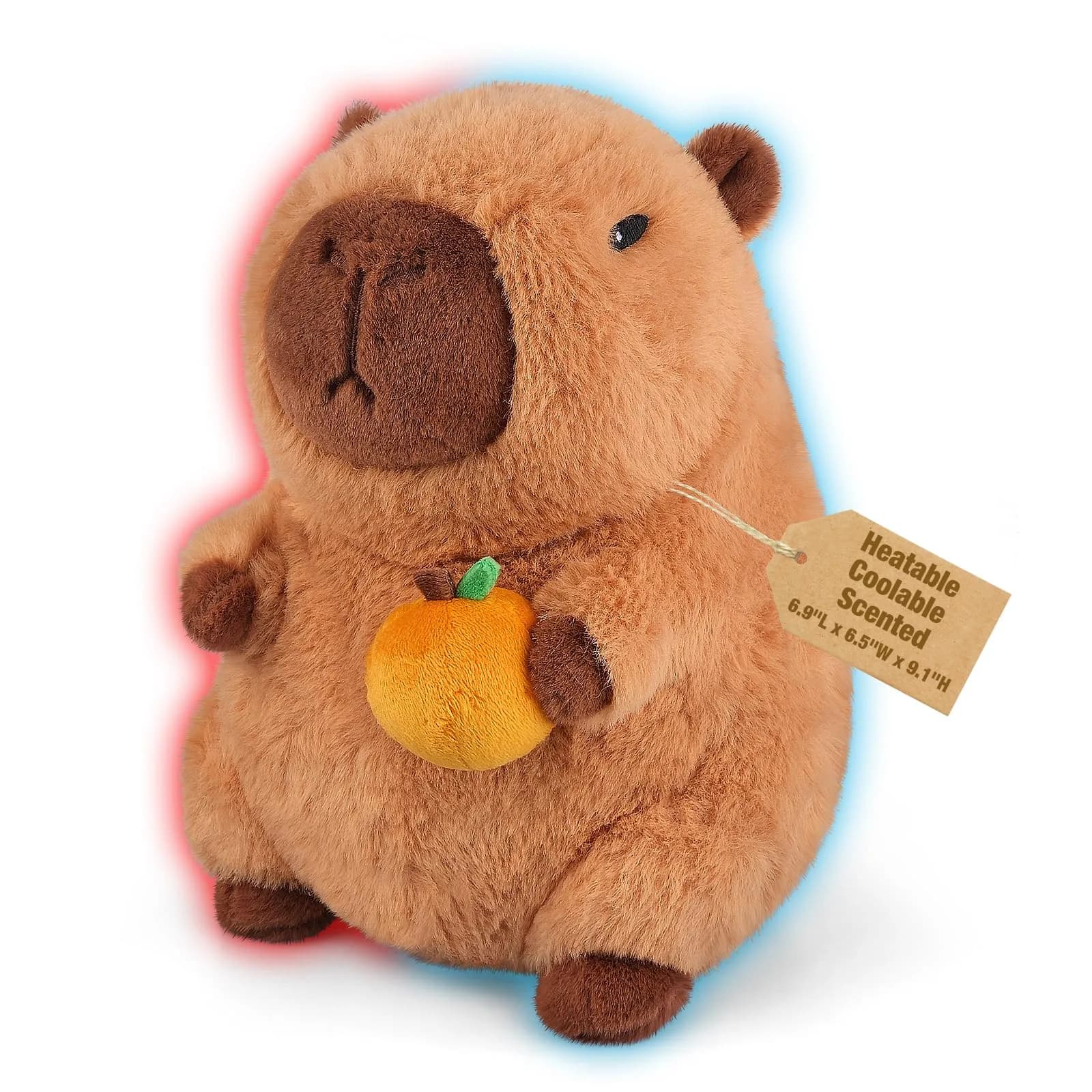 Bobbie & Laxi Capybara with Orange Plushie Weighted Stuffed Animal 25cm (9.1in) | Heat & Cold Therapy with Aromatherapy - main product image