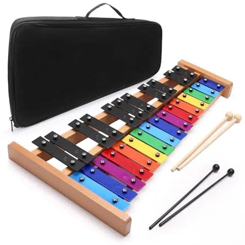Heuyrao 27 Note Foldable Glockenspiel Xylophone, Colorful | High-Grade Aluminum Tone Bars & Solid Wood Base thumbnail 1