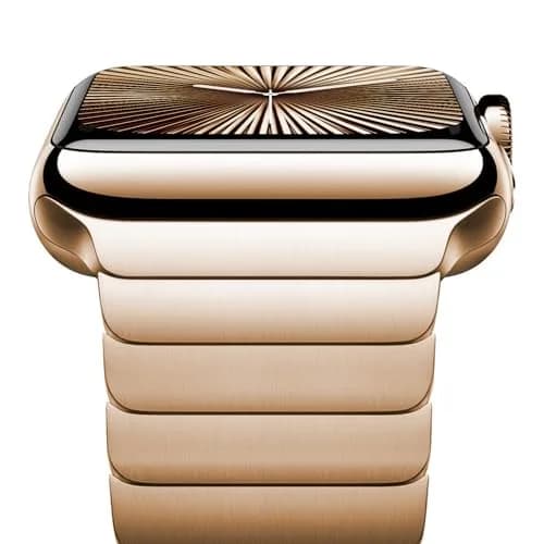 NewWays Metal Link Bracelet Band for Apple Watch Ultra 49mm, Series 9/8/7 45mm, 6/5/4 44mm, SE 44mm | Premium Stainless Steel with Gold Finish thumbnail 1