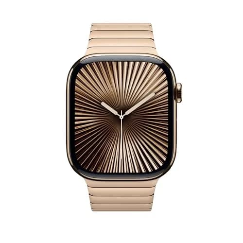 NewWays Metal Link Bracelet Band for Apple Watch Ultra 49mm, Series 9/8/7 45mm, 6/5/4 44mm, SE 44mm | Premium Stainless Steel with Gold Finish thumbnail 2