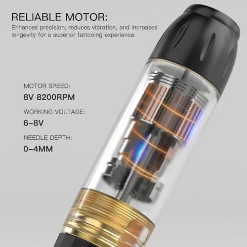 Wormhole Wireless Tattoo Kit, LED Digital Display, Dot Working Mode | Complete Rotary Tattoo Set for Beginners thumbnail 2