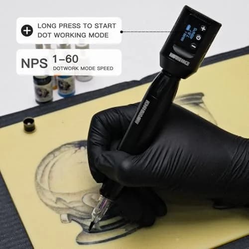 Wormhole Wireless Tattoo Kit, LED Digital Display, Dot Working Mode | Complete Rotary Tattoo Set for Beginners thumbnail 3
