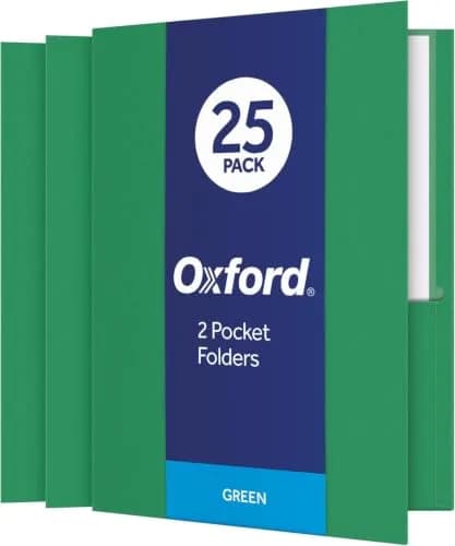 Oxford Two Pocket Folders, Green, Letter Size, 125 Folders | Heavy Textured Paper for School, Home, Office thumbnail 1
