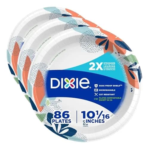 Dixie Ultra Paper Plates 10 Inch (258 Count) | 2X Stronger, Soak-Proof, Microwave-Safe | Kosher Certified thumbnail 1