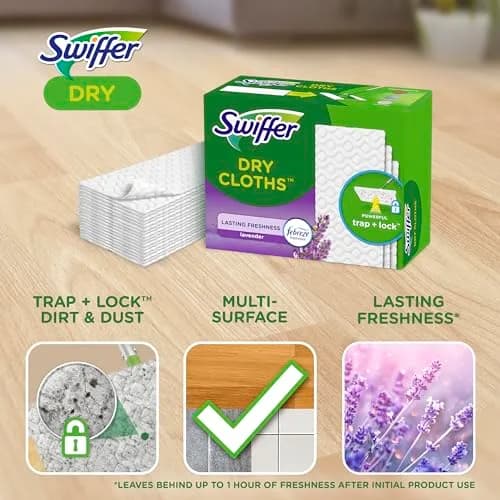 Swiffer Dry Sweeping Cloths Refills Lavender Scent 156 Count | Traps & Locks Dirt, Dust, Hair & Allergens thumbnail 3