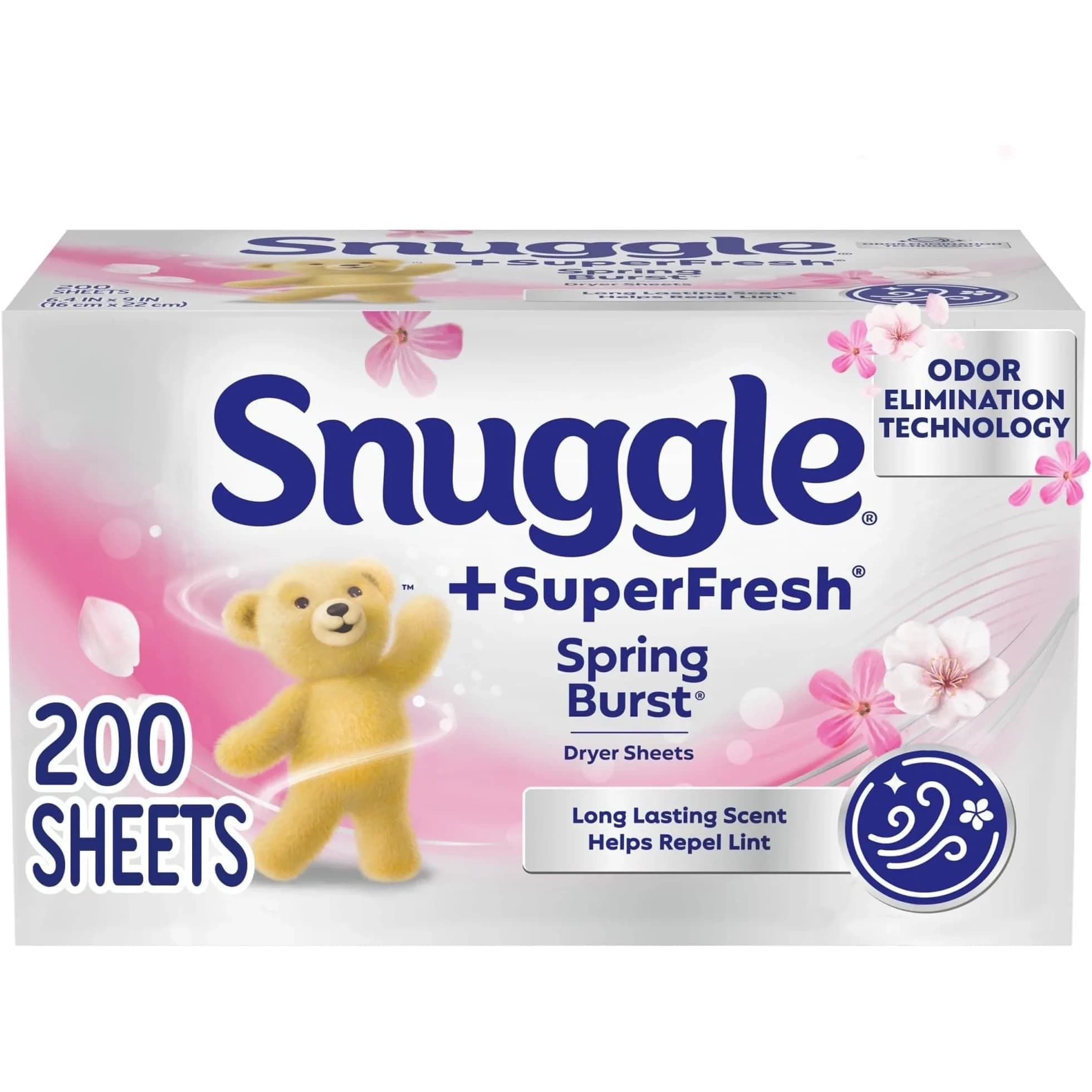 Snuggle Plus SuperFresh Dryer Sheets Spring Burst 1200 Count (200 Count Pack of 6) | Static Control & Odor Eliminating