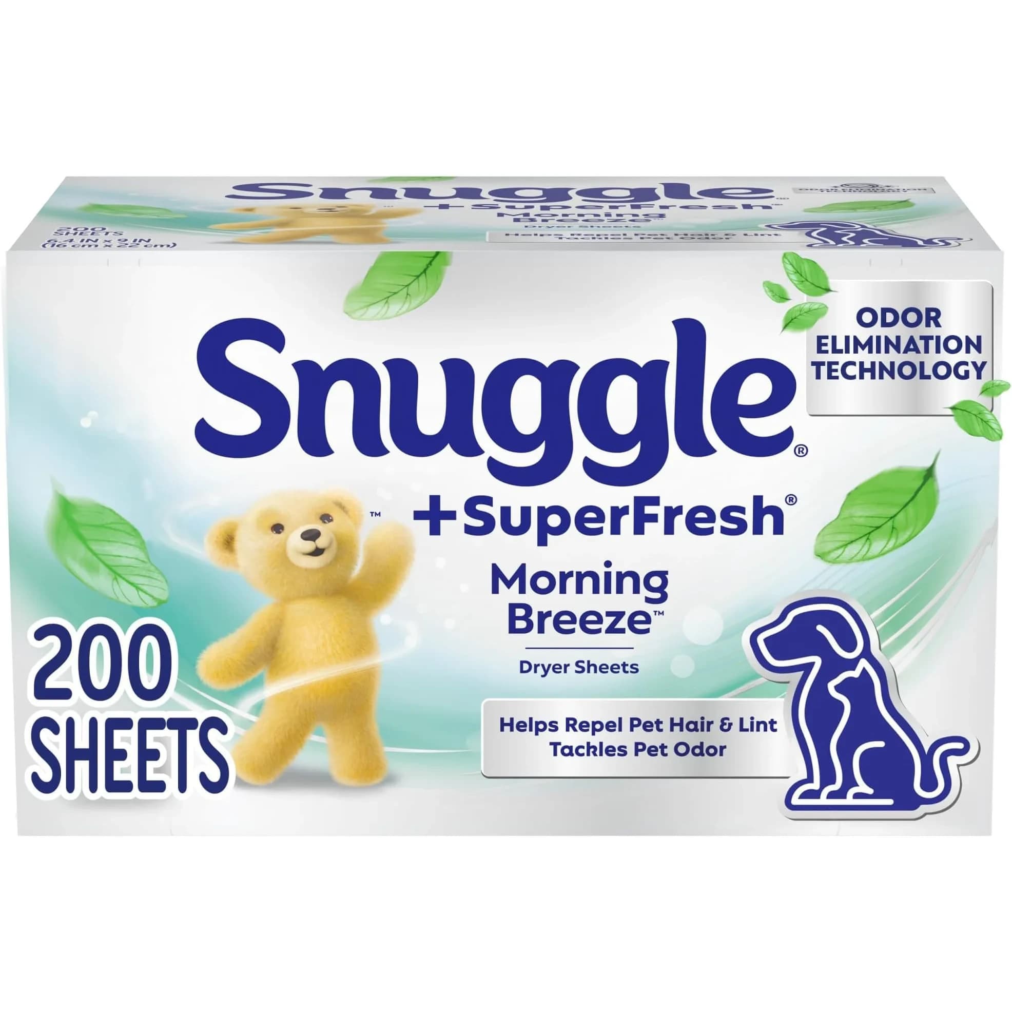 Snuggle SuperFresh Fabric Softener Dryer Sheets Morning Breeze 200 Count (Pack of 6) | Tackles Pet Odor & Static