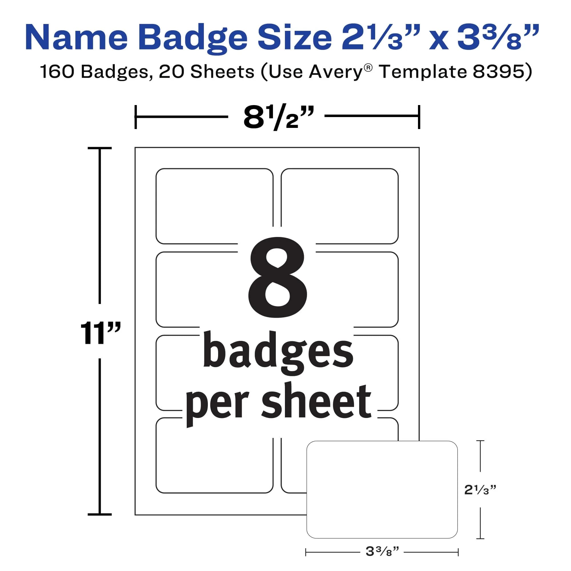 Avery Flexible Printable Name Tags, Matte White, 160 Removable Name Badges (Pack of 5) thumbnail 3