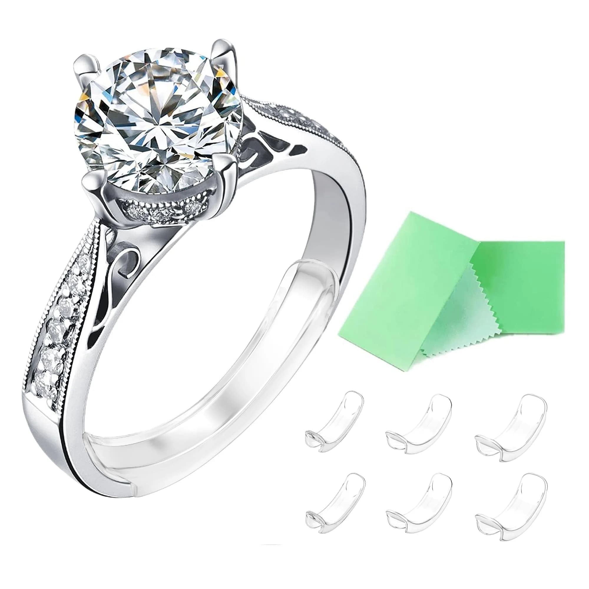 Feramox Invisible Ring Size Adjuster Set | Transparent TPU Silicone | 8 Sizes for 1mm-10mm Bands