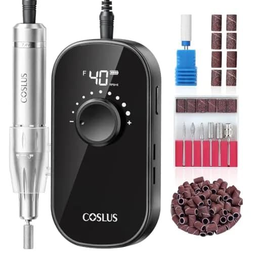 COSLUS E51 Professional Nail Drill Portable Electric Nail File with 40,000 RPM Motor & 12-Hour Battery | Rechargeable & Cordless for Salon & Home Use thumbnail 1