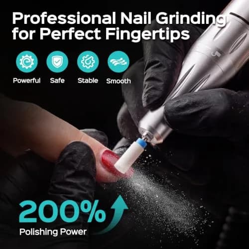 COSLUS E51 Professional Nail Drill Portable Electric Nail File with 40,000 RPM Motor & 12-Hour Battery | Rechargeable & Cordless for Salon & Home Use thumbnail 4