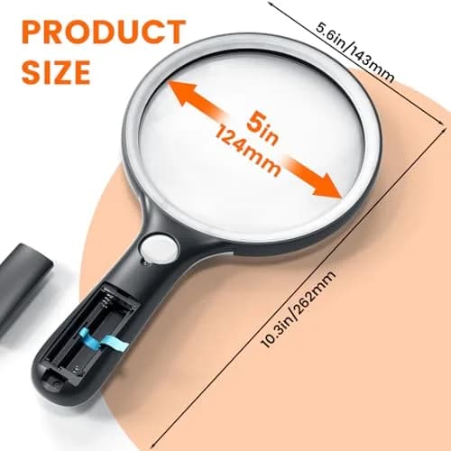 AIXPI Magnifying Glass with Light Large 5" Lens | Illuminated Handheld Magnifier for Seniors & Reading thumbnail 3