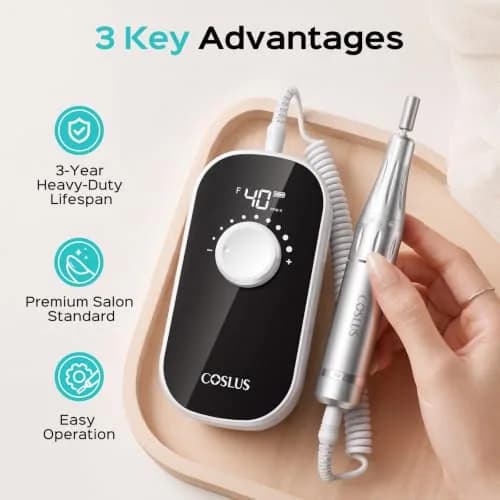 COSLUS E51 Professional Nail Drill 40000 RPM | Portable Electric Nail File with Smart LED Display thumbnail 2