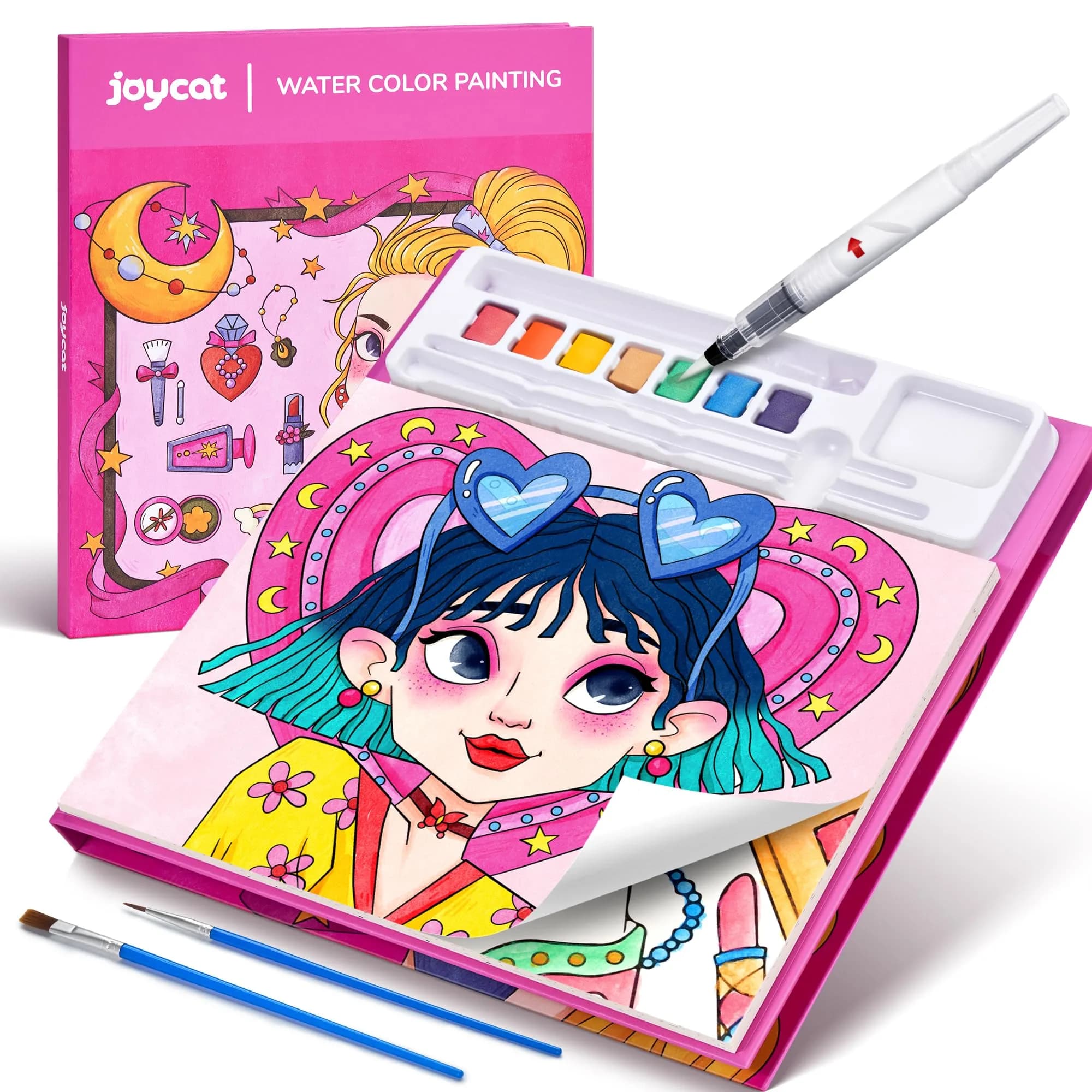JoyCat Paint with Water Coloring Books for Toddlers (Makeup & Manicures) | 20 Pages, Mess-Free Watercolor Art Activity