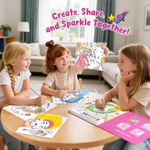 JoyCat Paint with Water Coloring Books for Toddlers (Makeup & Manicures) | 20 Pages, Mess-Free Watercolor Art Activity thumbnail 4