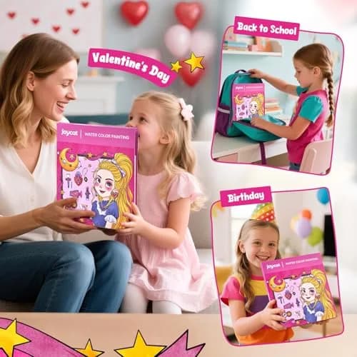 JoyCat Paint with Water Coloring Books for Toddlers (Makeup & Manicures) | 20 Pages, Mess-Free Watercolor Art Activity thumbnail 6