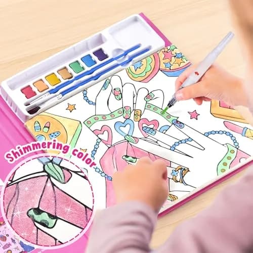 JoyCat Paint with Water Coloring Books for Toddlers (Makeup & Manicures) | 20 Pages, Mess-Free Watercolor Art Activity thumbnail 8