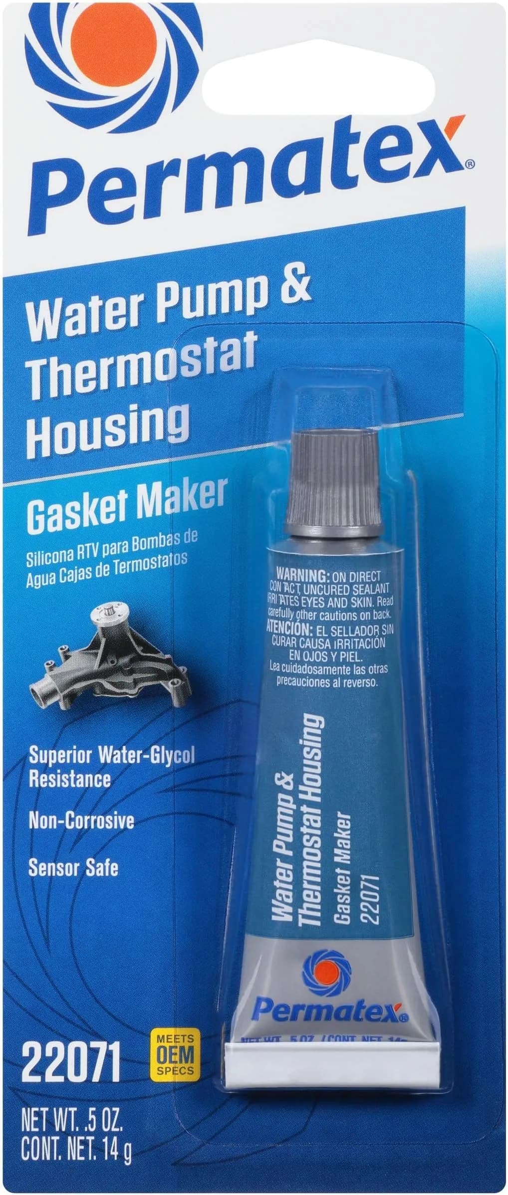 Permatex Water Pump & Thermostat RTV Silicone Gasket 0.5 oz. | Blue, Pack of 6 | Sensor-safe, high-temp resistant
