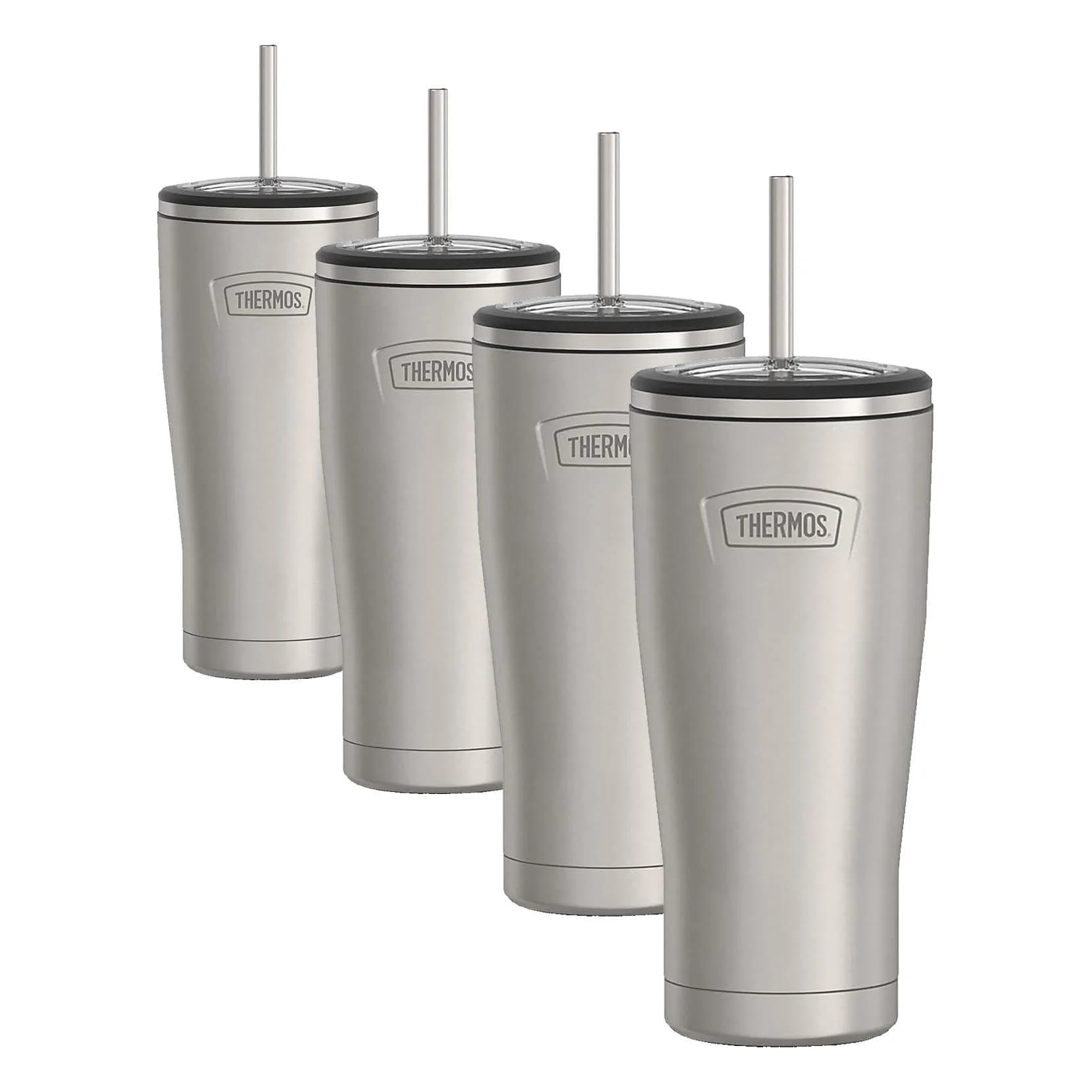 THERMOS ICON SERIES Stainless Steel Cold Tumbler with Straw 710ml (24 Ounce) | Keeps Drinks Cold Up to 24 Hours — Matte Stainless Steel